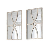Set of Two White Solid and Engineered Wood Framed Accent Mirror - Homeroots