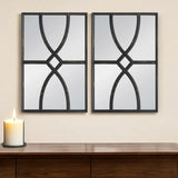 Set of Two Black Solid and Engineered Wood Framed Accent Mirror - Homeroots - Flyclothing LLC