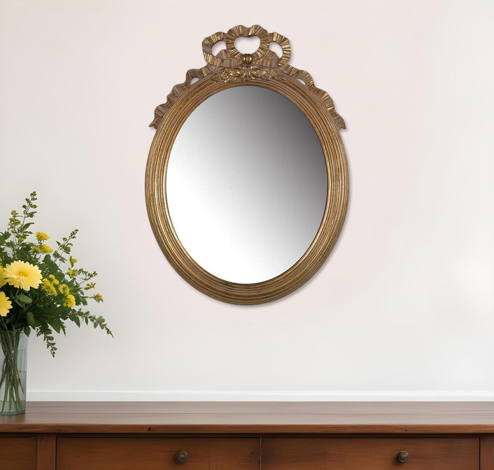 26" Gold Crowned Top Resin Framed Accent Mirror - Homeroots