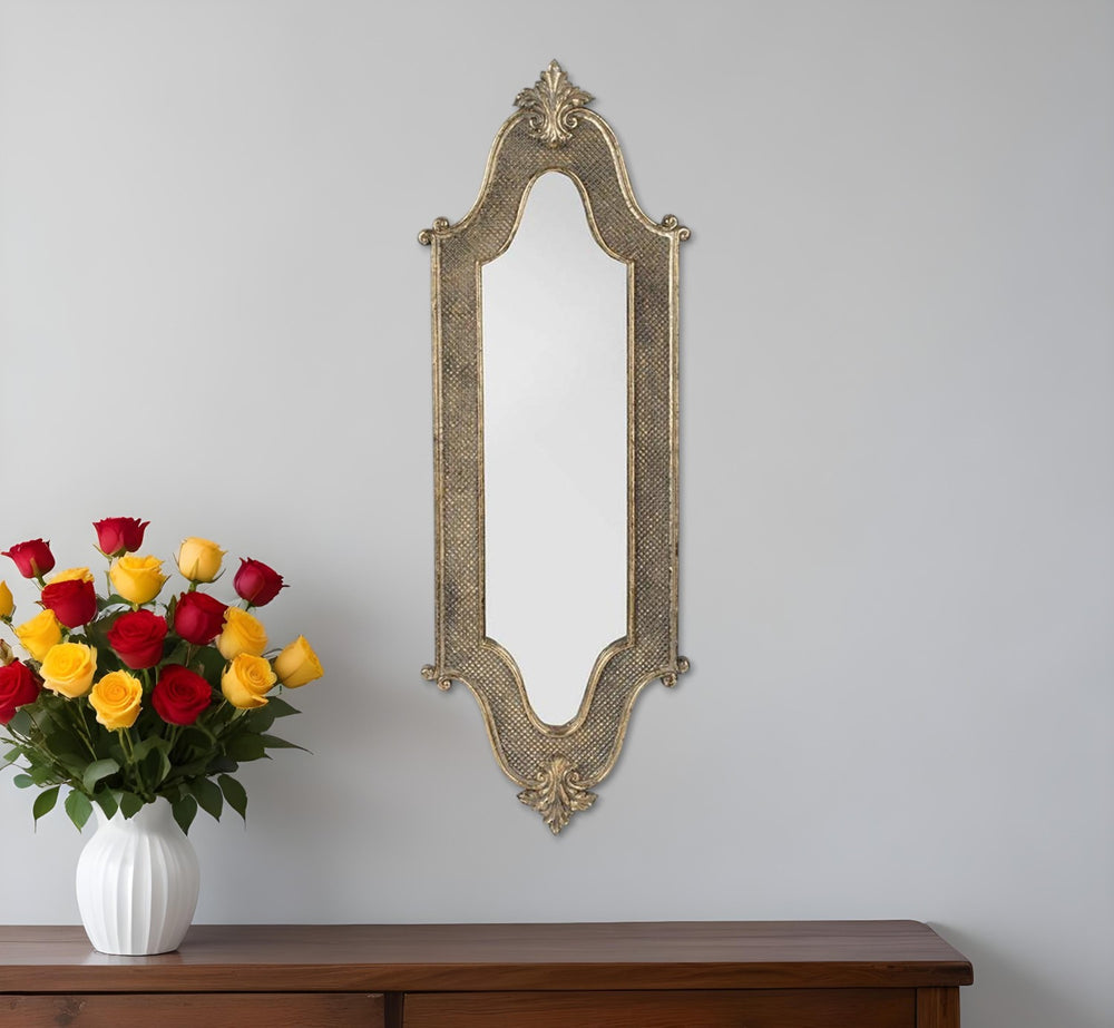 23" Gold Crowned Top Resin Narrow Framed Accent Mirror