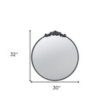 32" Black Crowned Top Iron Framed Round Accent Mirror - Homeroots - Flyclothing LLC