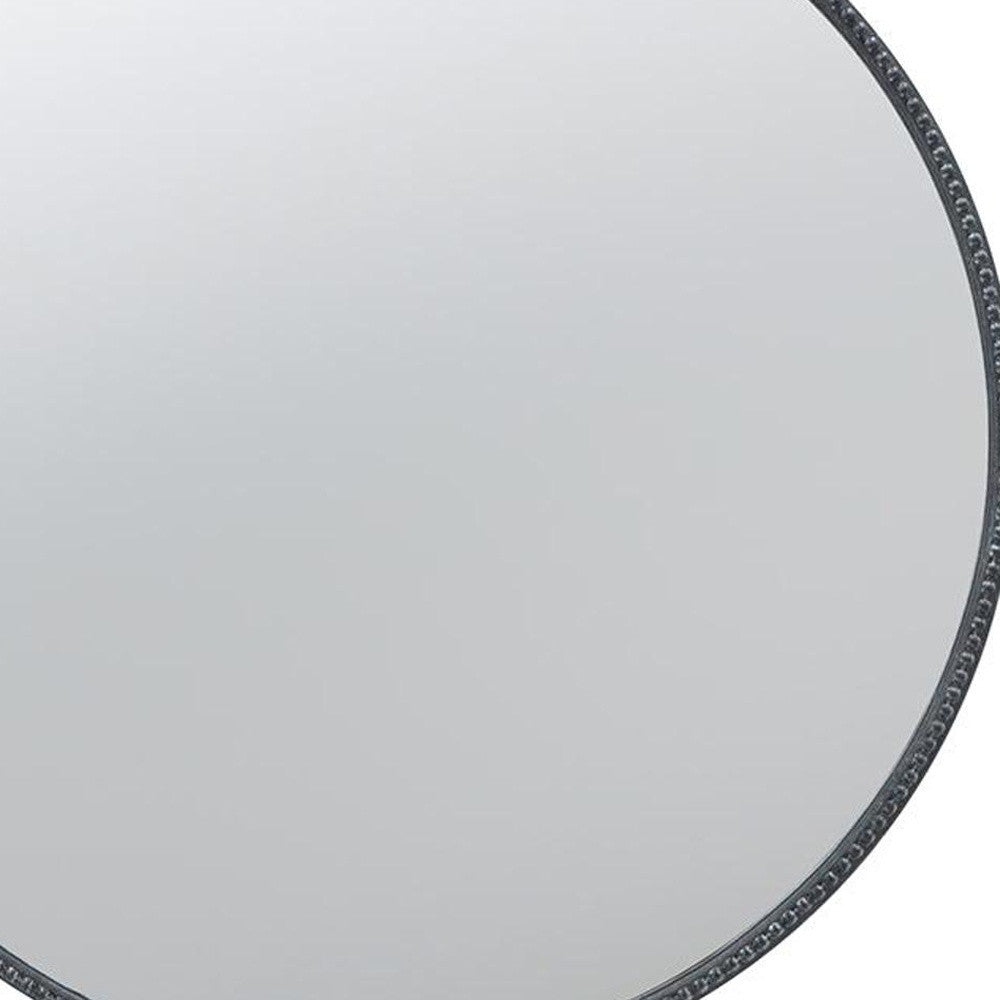 32" Black Crowned Top Iron Framed Round Accent Mirror - Homeroots - Flyclothing LLC