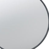 32" Black Crowned Top Iron Framed Round Accent Mirror