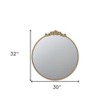 32" Gold Crowned Top Iron Framed Accent Mirror - Homeroots - Flyclothing LLC