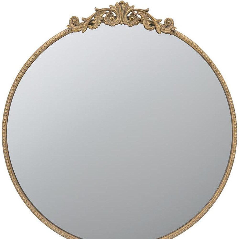 32" Gold Crowned Top Iron Framed Accent Mirror - Homeroots - Flyclothing LLC