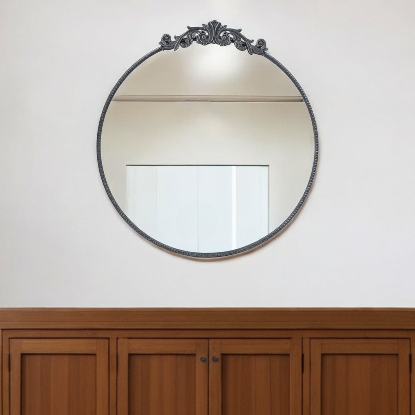 39" Black Crowned Top Iron Framed Accent Mirror - Homeroots - Flyclothing LLC