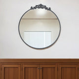 39" Black Crowned Top Iron Framed Accent Mirror - Homeroots