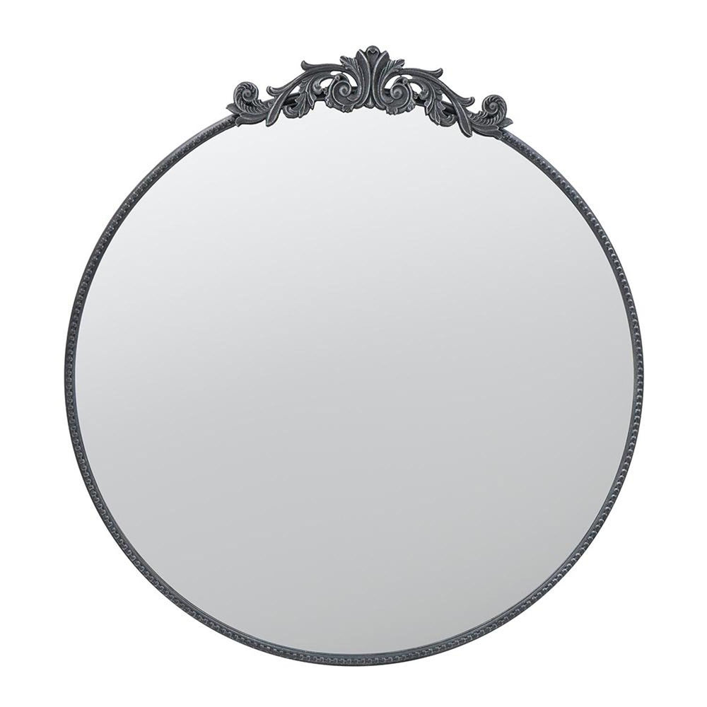 39" Black Crowned Top Iron Framed Accent Mirror - Homeroots - Flyclothing LLC