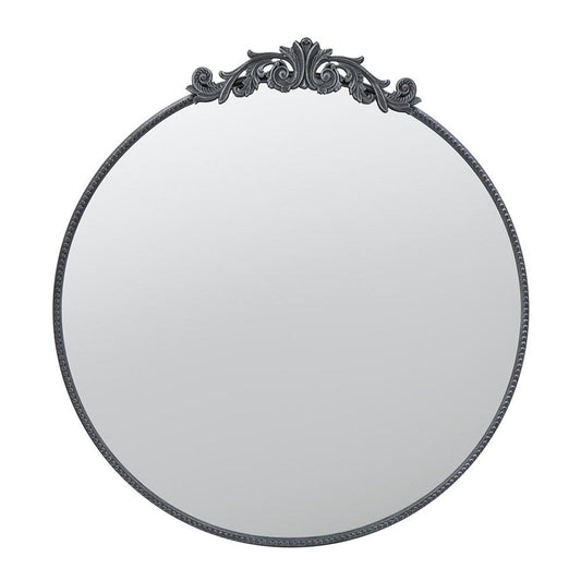 39" Black Crowned Top Iron Framed Accent Mirror - Homeroots