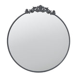 39" Black Crowned Top Iron Framed Accent Mirror - Homeroots