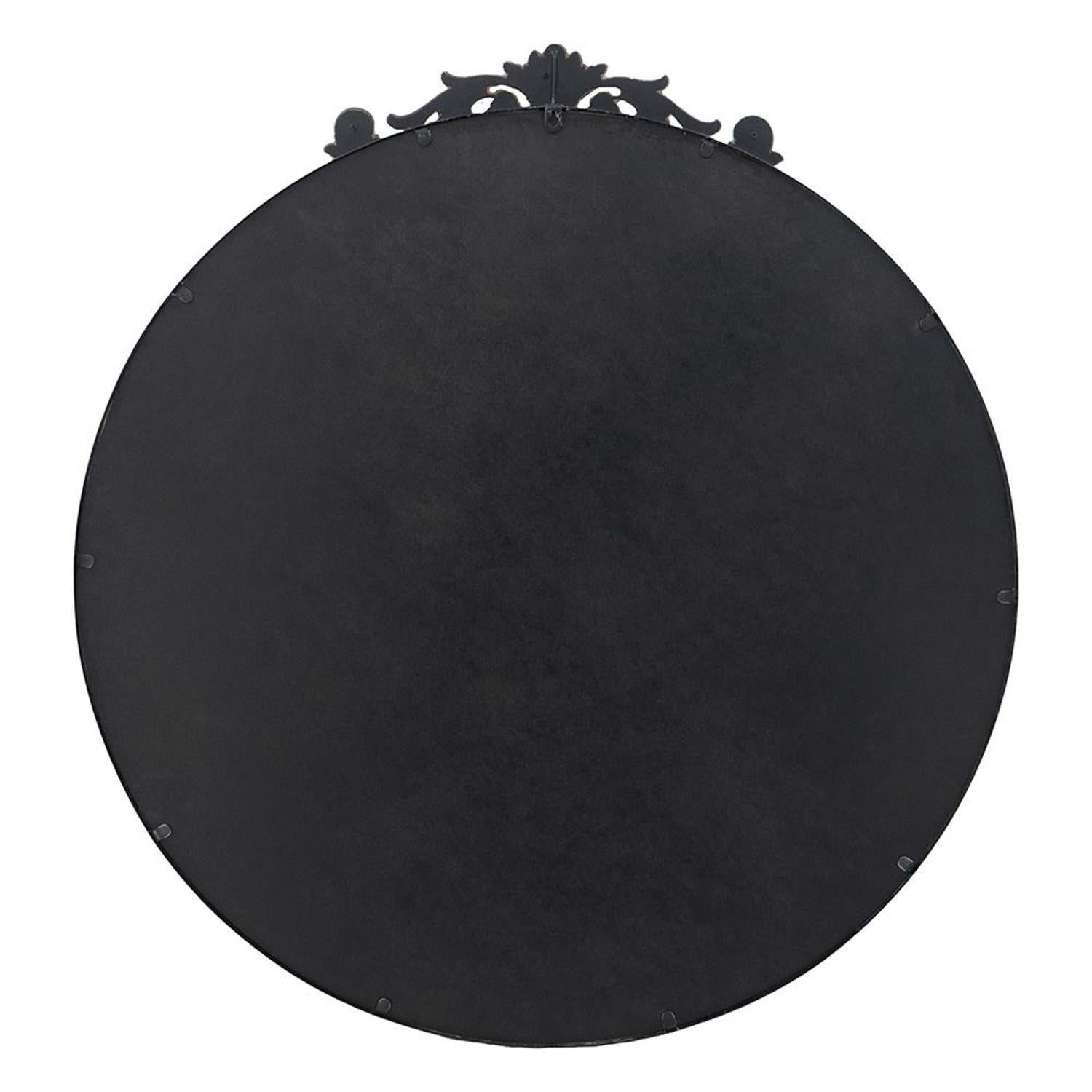 39" Black Crowned Top Iron Framed Accent Mirror - Homeroots - Flyclothing LLC
