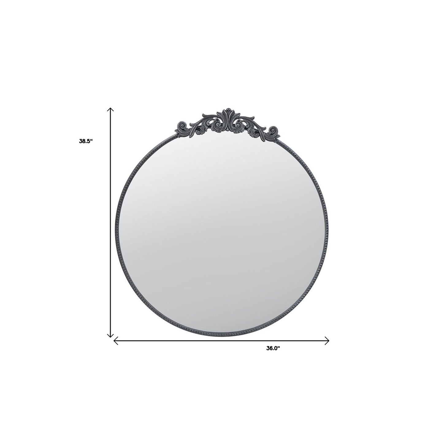 39" Black Crowned Top Iron Framed Accent Mirror - Homeroots - Flyclothing LLC