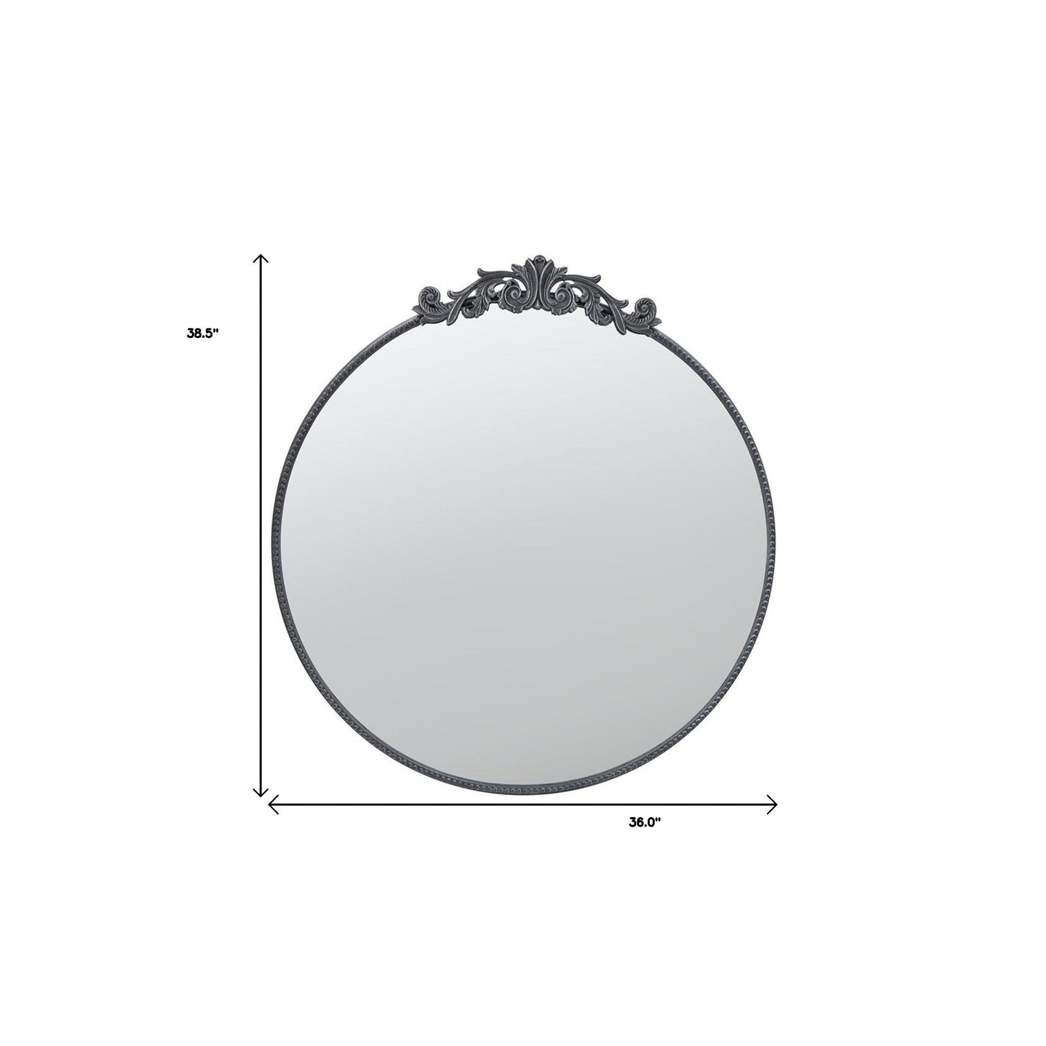 39" Black Crowned Top Iron Framed Accent Mirror - Homeroots - Flyclothing LLC