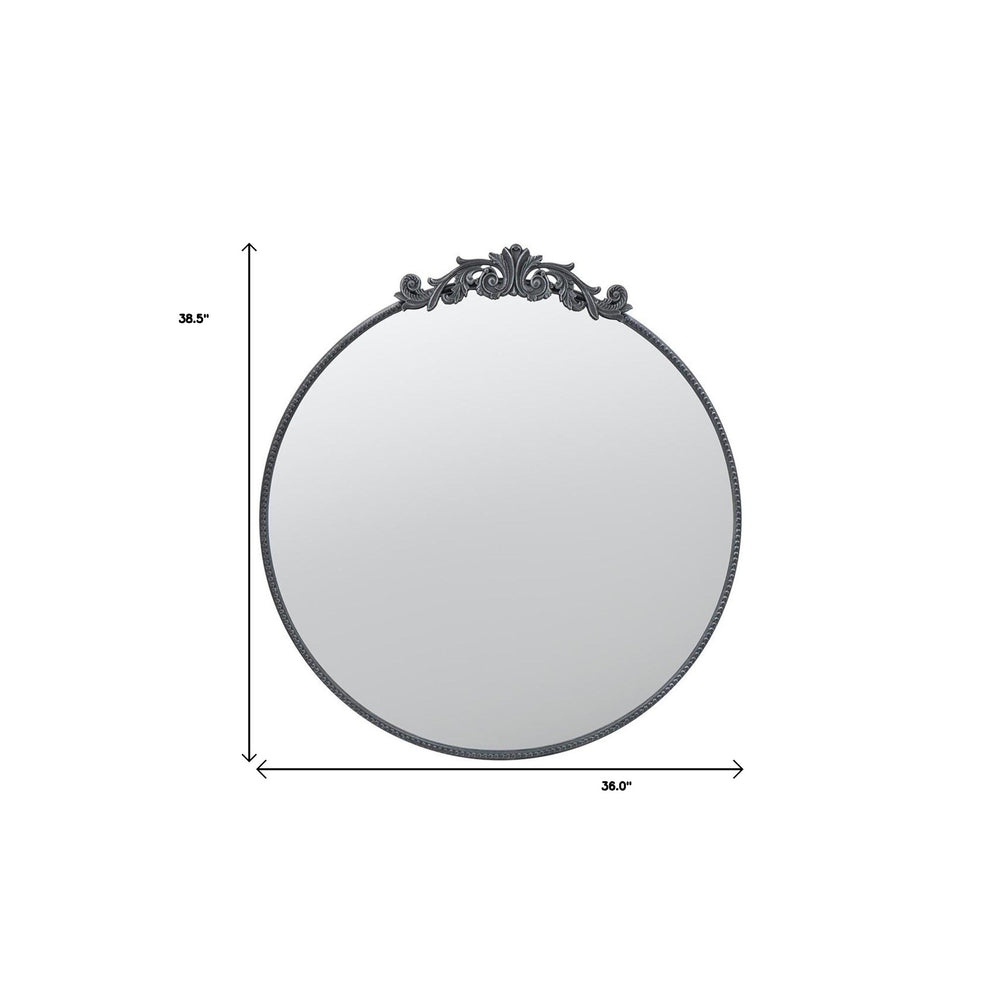 39" Black Crowned Top Iron Framed Accent Mirror - Homeroots - Flyclothing LLC