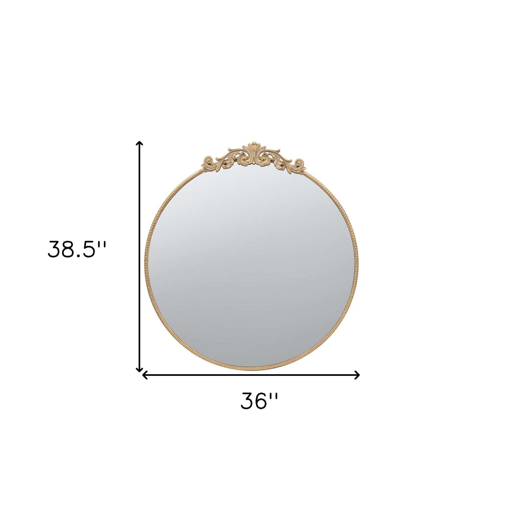 39" Gold Crowned Top Iron Framed Accent Mirror - Homeroots - Flyclothing LLC