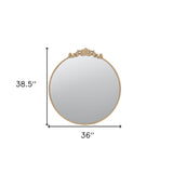 39" Gold Crowned Top Iron Framed Accent Mirror - Homeroots - Flyclothing LLC