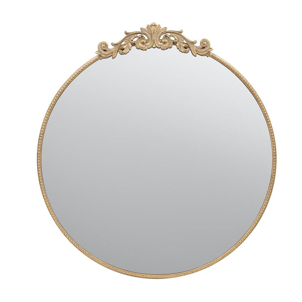 39" Gold Crowned Top Iron Framed Accent Mirror - Homeroots - Flyclothing LLC