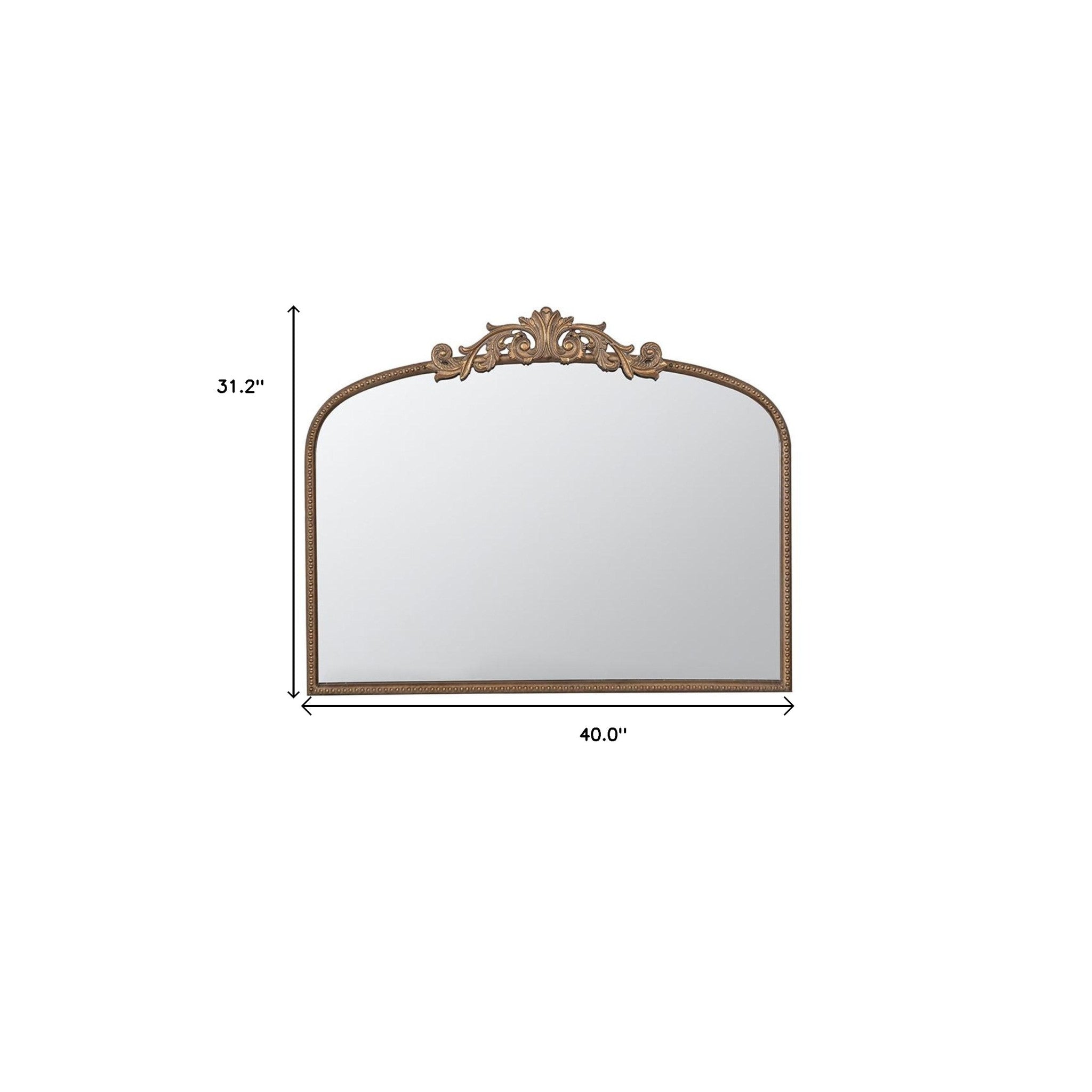 31" Gold Arch Iron Framed Accent Mirror - Homeroots - Flyclothing LLC