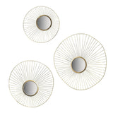 Set of Three Gold Sunburst Iron Framed Accent Mirror - Homeroots