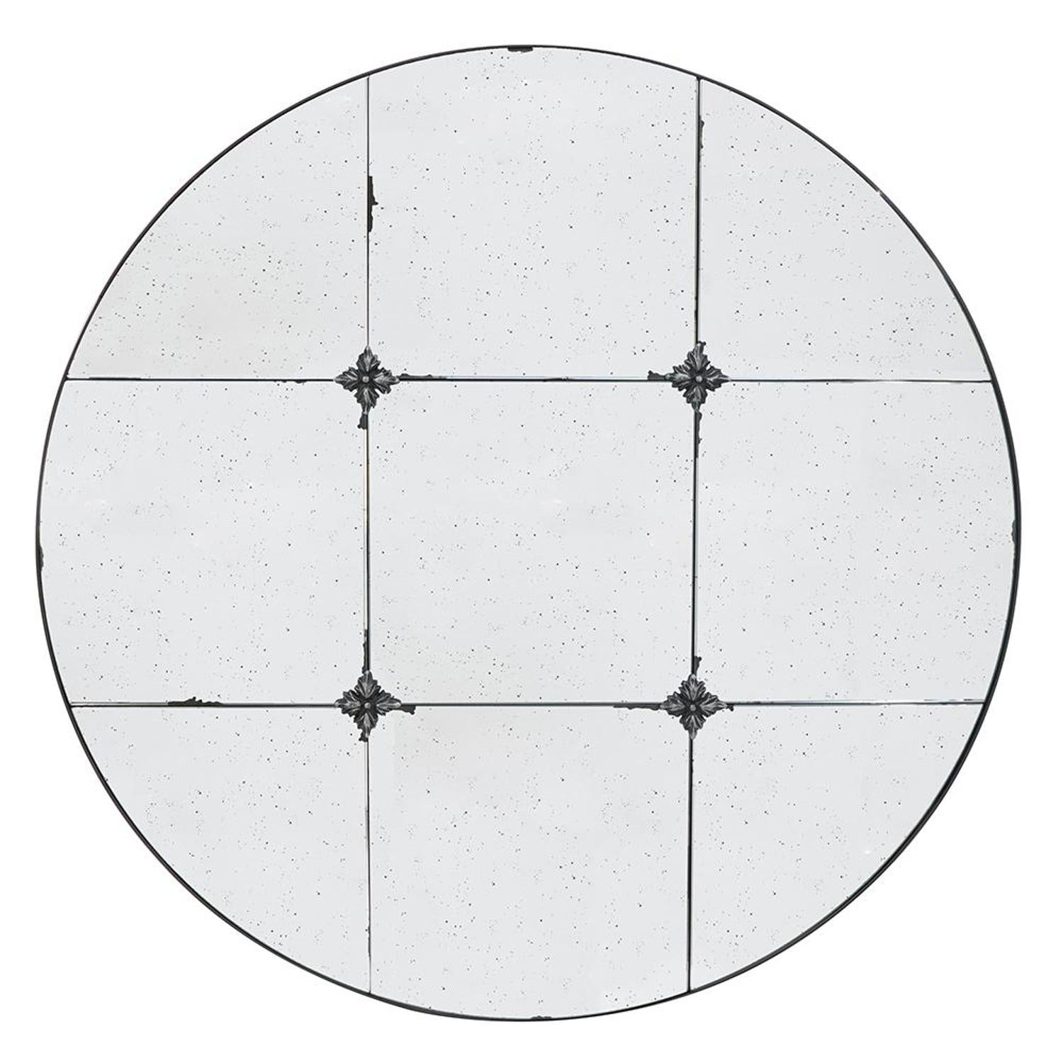 36" Black Round Iron Framed Accent Mirror - Homeroots - Flyclothing LLC