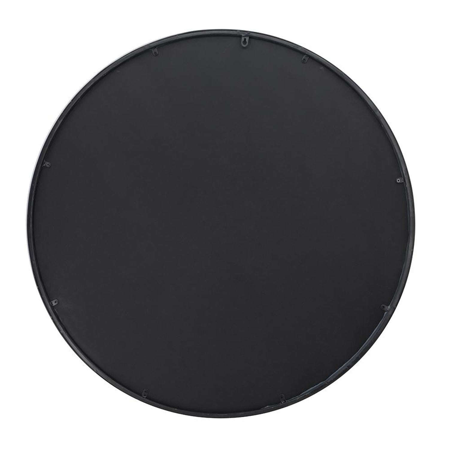 36" Black Round Iron Framed Accent Mirror - Homeroots - Flyclothing LLC