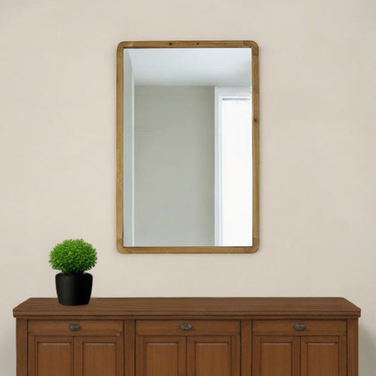 35" Brown Solid Wood Framed Accent Mirror - Homeroots