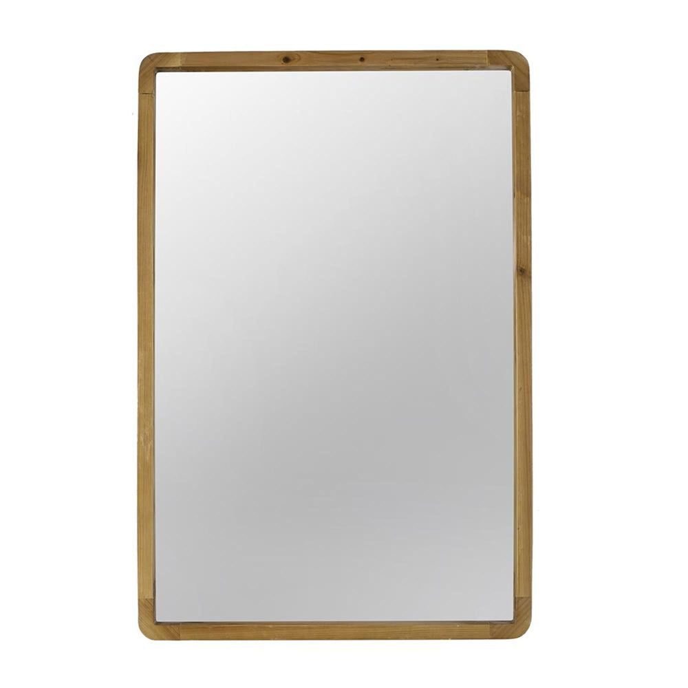 35" Brown Solid Wood Framed Accent Mirror - Homeroots - Flyclothing LLC