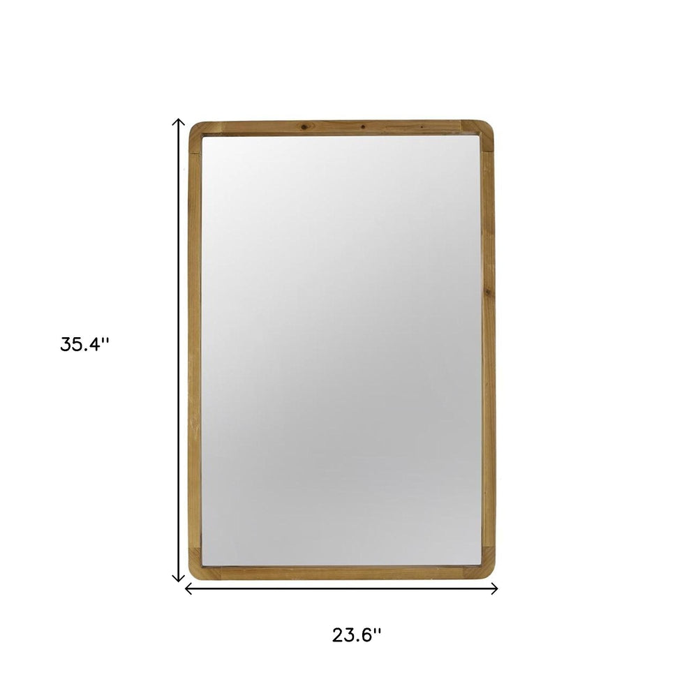 35" Brown Solid Wood Framed Accent Mirror - Homeroots - Flyclothing LLC