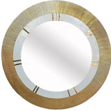 36" Gold and White Round Aluminum Ribbed Edge Framed Accent Mirror - Homeroots - Flyclothing LLC