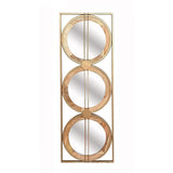 14" Brown and Gold Aluminum and Wood Geometric Framed Accent Mirror - Homeroots