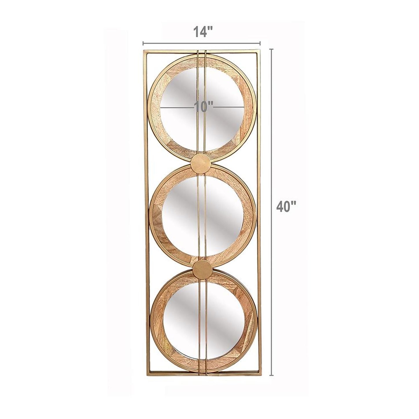 14" Brown and Gold Aluminum and Wood Geometric Framed Accent Mirror - Homeroots - Flyclothing LLC