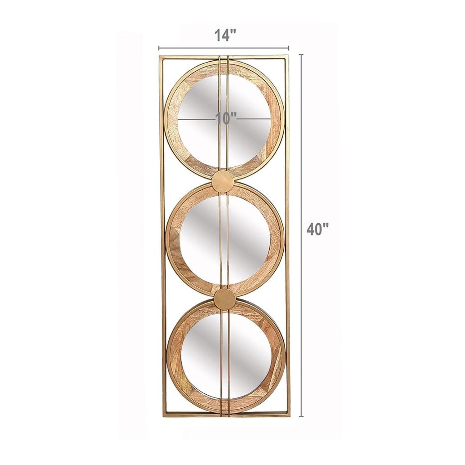 14" Brown and Gold Aluminum and Wood Geometric Framed Accent Mirror - Homeroots - Flyclothing LLC