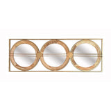 14" Brown and Gold Aluminum and Wood Geometric Framed Accent Mirror - Homeroots - Flyclothing LLC