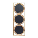 14" Brown and Gold Aluminum and Wood Geometric Framed Accent Mirror