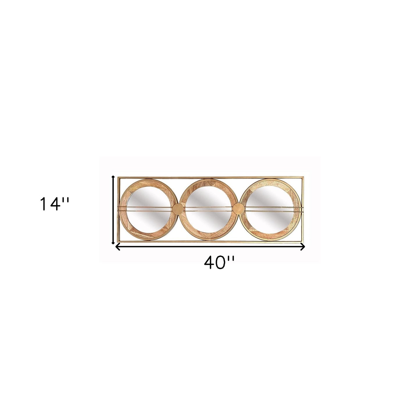 14" Brown and Gold Aluminum and Wood Geometric Framed Accent Mirror - Homeroots - Flyclothing LLC
