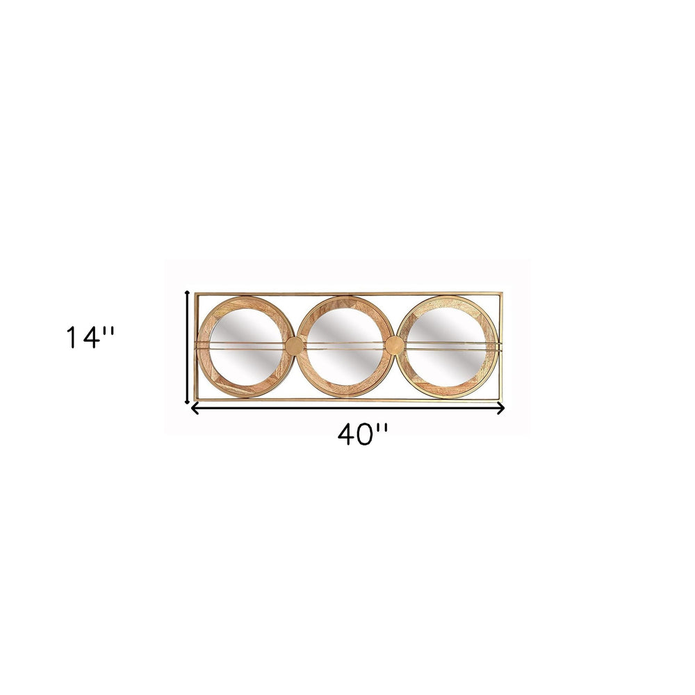 14" Brown and Gold Aluminum and Wood Geometric Framed Accent Mirror - Homeroots - Flyclothing LLC