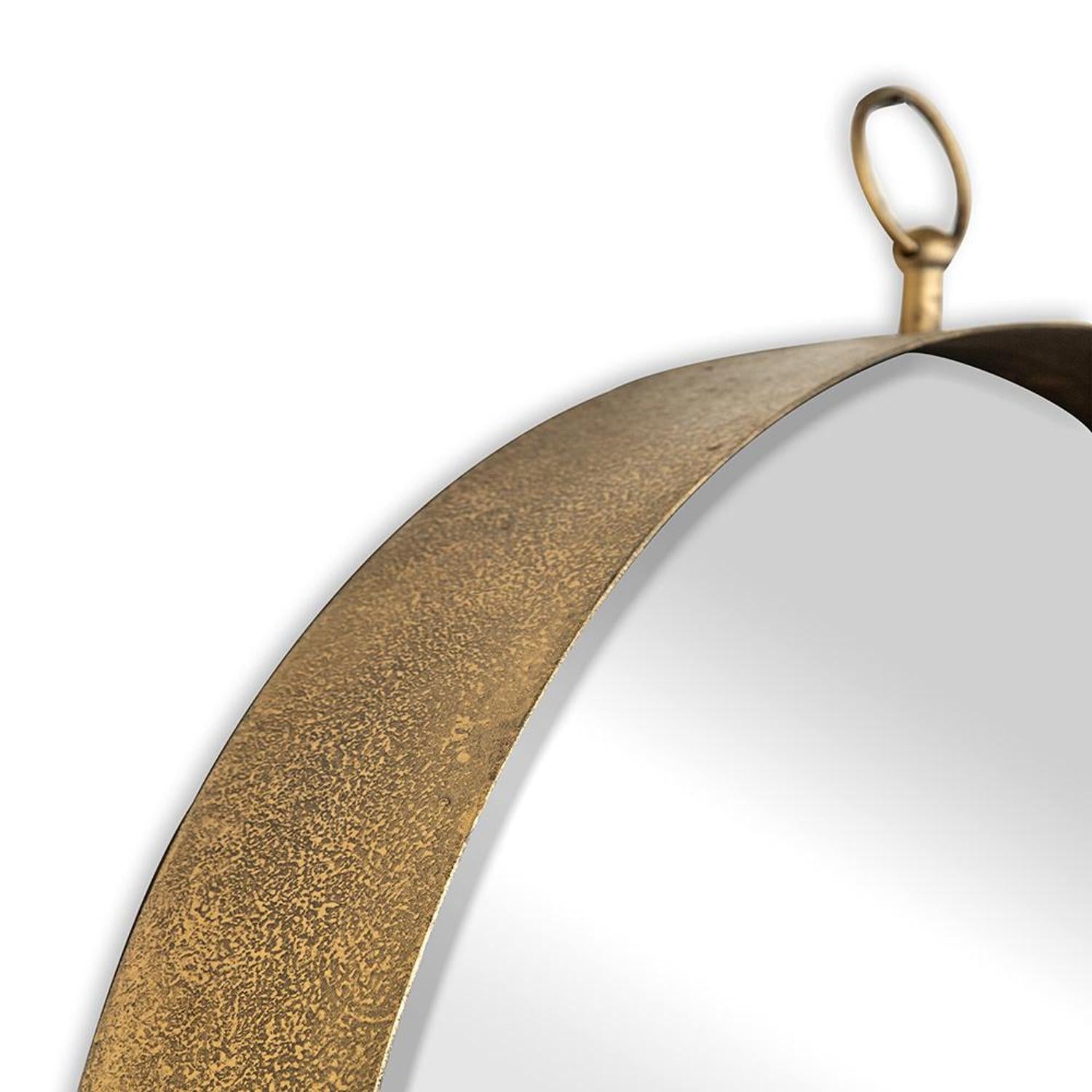 28" Gold Round Iron Framed Accent Mirror - Homeroots - Flyclothing LLC