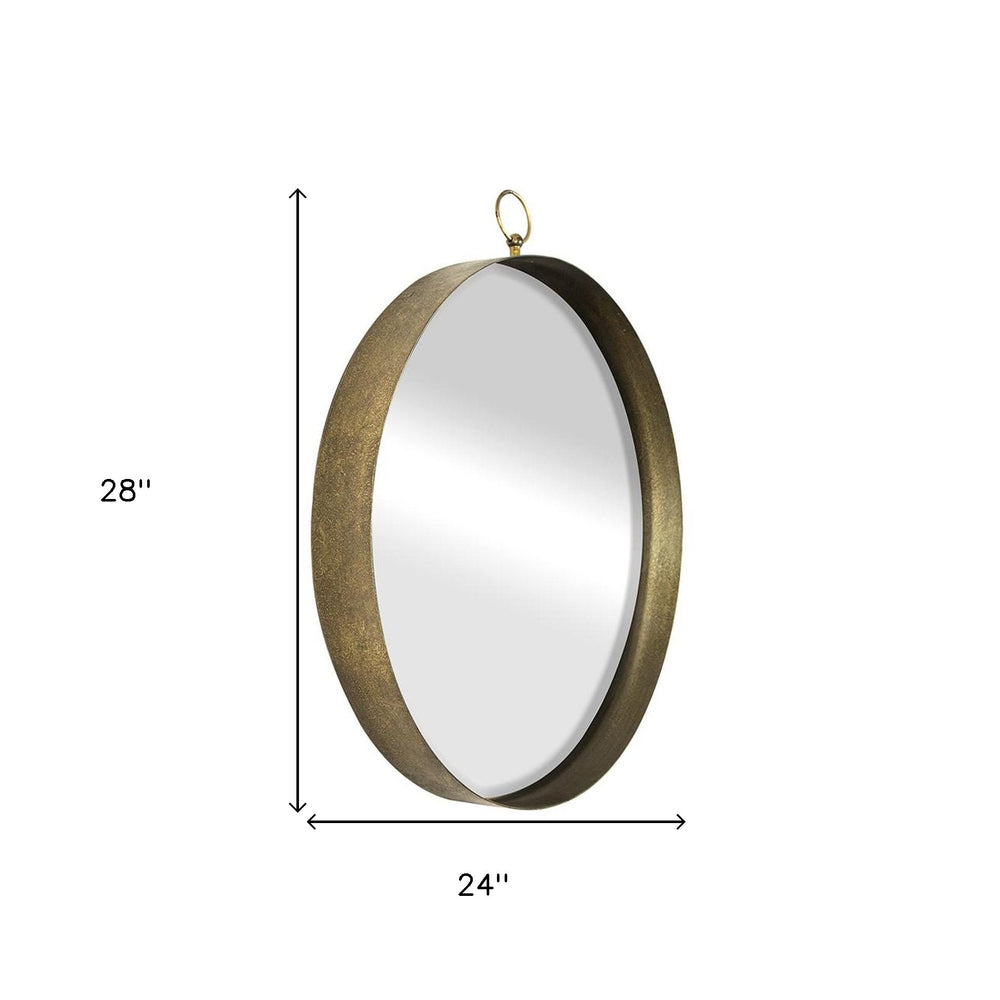 28" Gold Round Iron Framed Accent Mirror - Homeroots - Flyclothing LLC