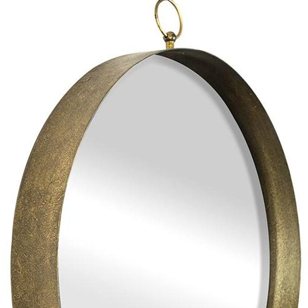 28" Gold Round Iron Framed Accent Mirror - Homeroots - Flyclothing LLC