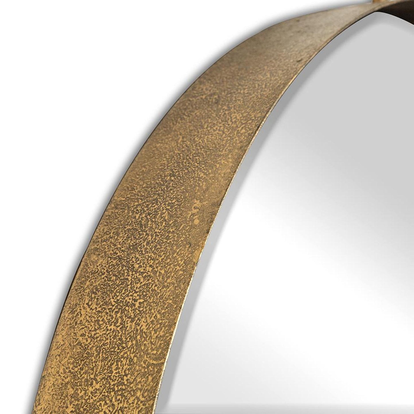 34" Gold Round Iron Framed Accent Mirror - Homeroots - Flyclothing LLC
