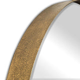 34" Gold Round Iron Framed Accent Mirror - Homeroots