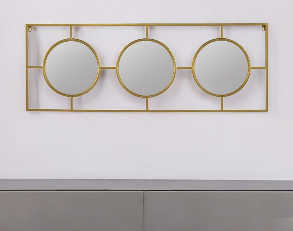 16" Gold Iron Framed Accent Mirror - Homeroots - Flyclothing LLC