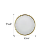 15" Gold Round Iron Textured Framed Accent Mirror