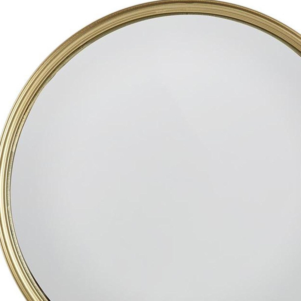 10" Gold Round Iron Textured Framed Accent Mirror - Homeroots - Flyclothing LLC