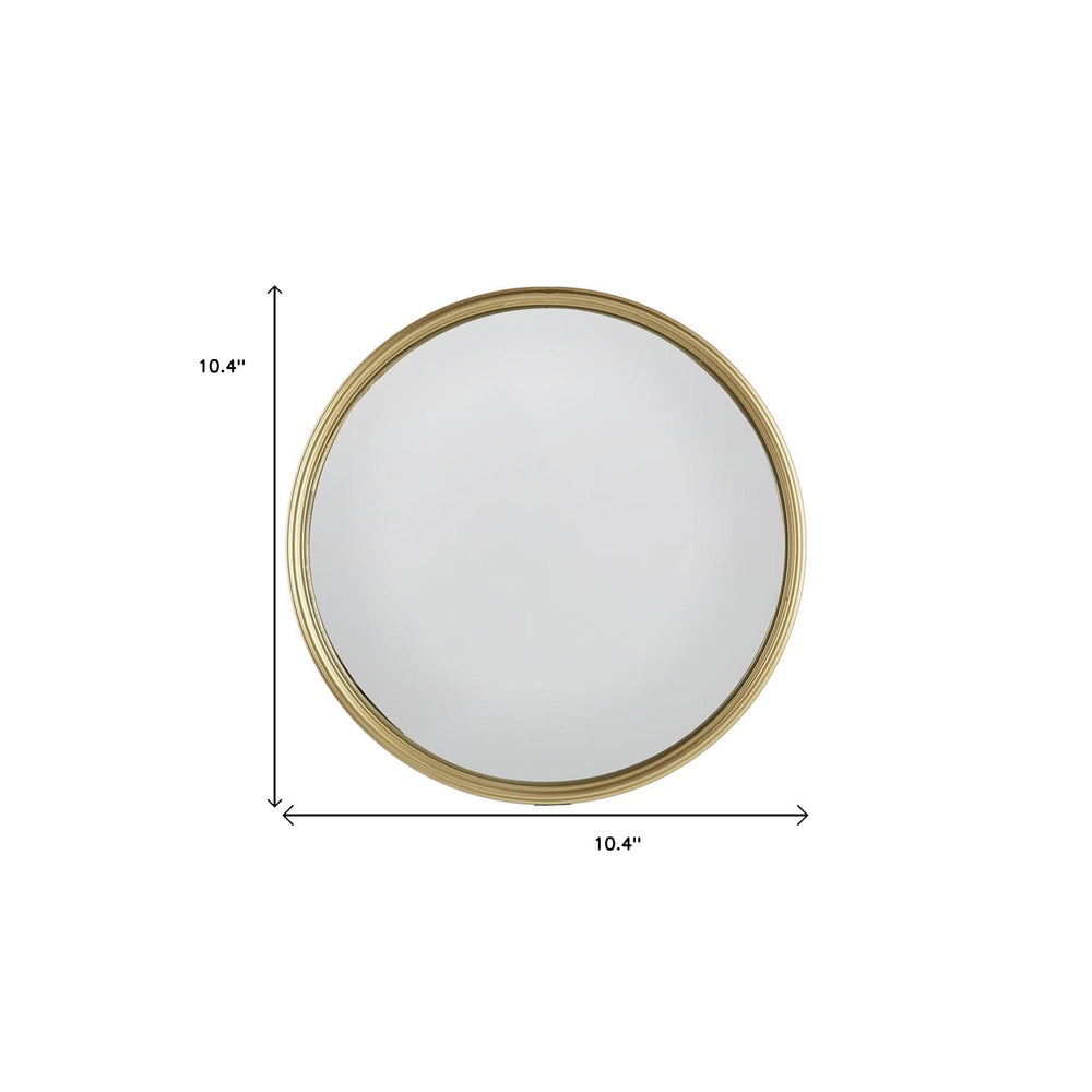 10" Gold Round Iron Textured Framed Accent Mirror - Homeroots - Flyclothing LLC