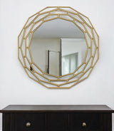 35" Gold Round Framed Accent Mirror - Homeroots - Flyclothing LLC