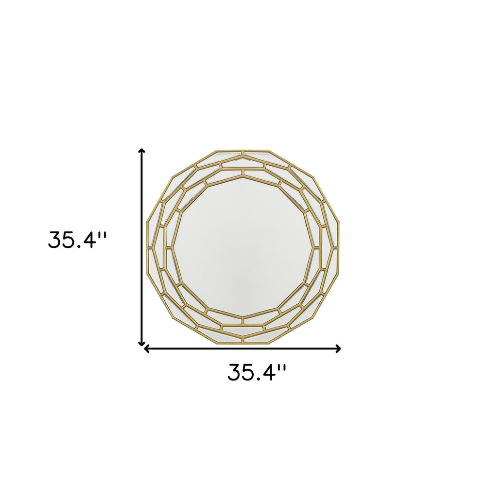 35" Gold Round Framed Accent Mirror - Homeroots - Flyclothing LLC