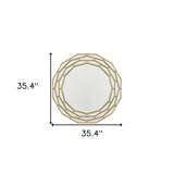 35" Gold Round Framed Accent Mirror - Homeroots - Flyclothing LLC
