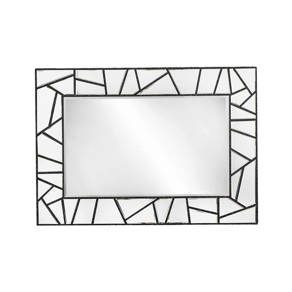 28" Black Metal And Glass Mosaic Framed Accent Mirror - Homeroots - Flyclothing LLC