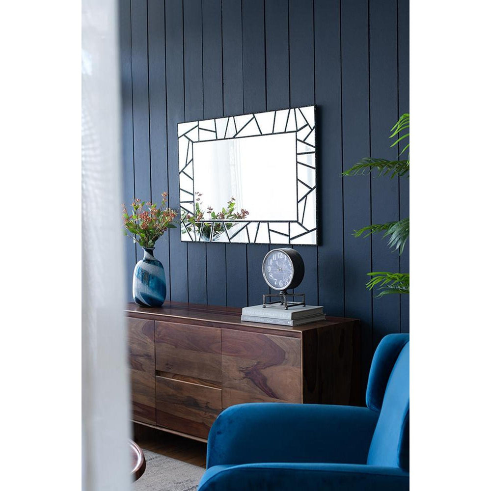 28" Black Metal And Glass Mosaic Framed Accent Mirror - Homeroots - Flyclothing LLC